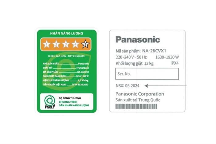 Máy giặt Panasonic Inverter 13 kg NA-26CVX1AVT